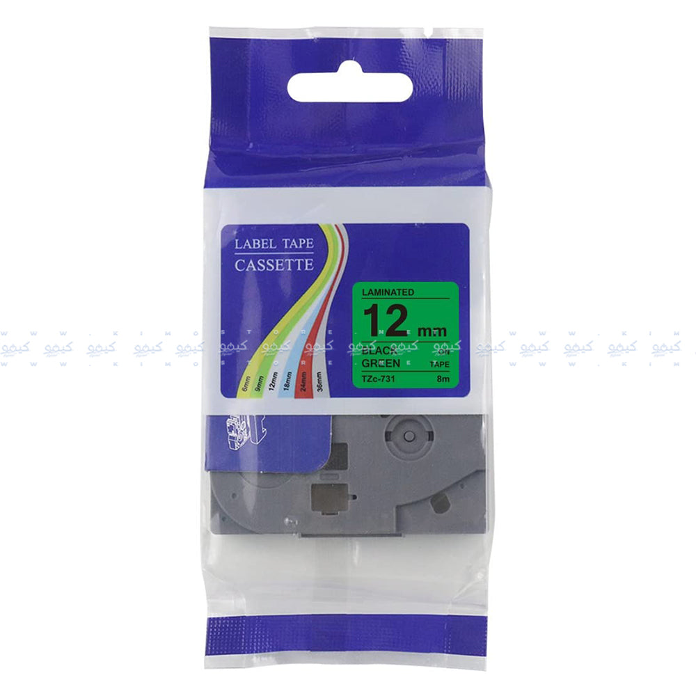 شريط ملصقات أسود في أخضر 12 ملم 8 م TZc-731 (كوبي)