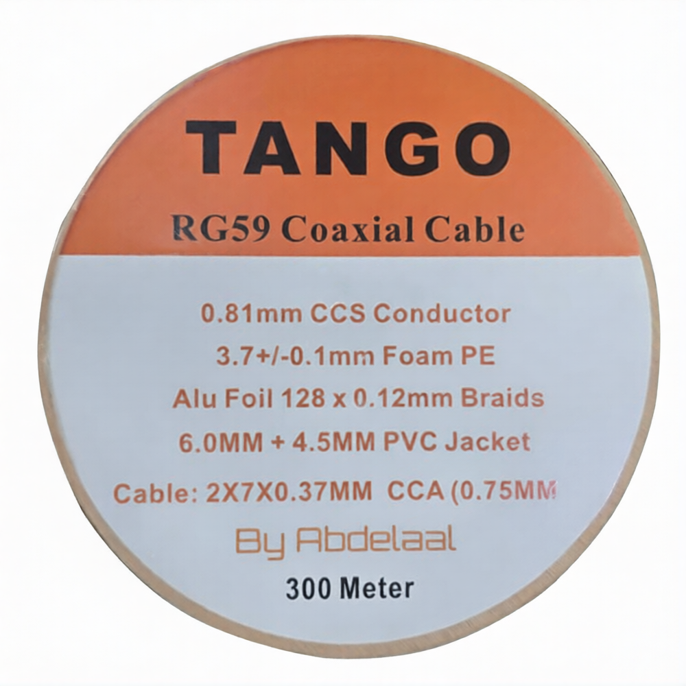 Tango Al Foil +128x0.12 Coaxial Cable RG59 300m - White