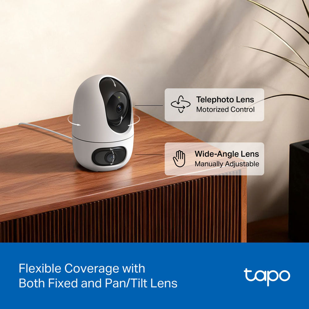 Tapo C245D Dual Lens Wi-Fi Pan & Tilt Outdoor Security Camera 2K 3MP+3MP 2.1-6mm (Mic)