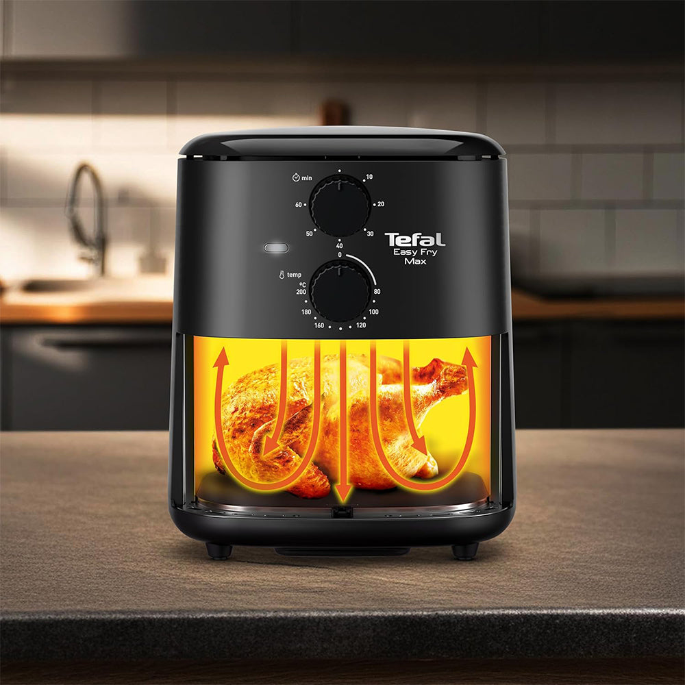 قلاية هوائية تيفال 5 لتر 11550 وات Easy Fry Max Mechanical EY2418EG - أسود