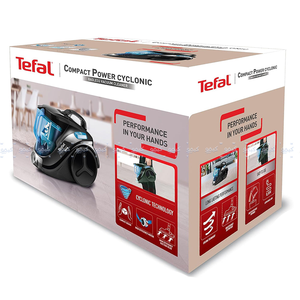 Tefal Bagless Vacuum Cleaner Compact Power Cyclonic TW3751EG 1.5L 750W 2000W - Black x Blue