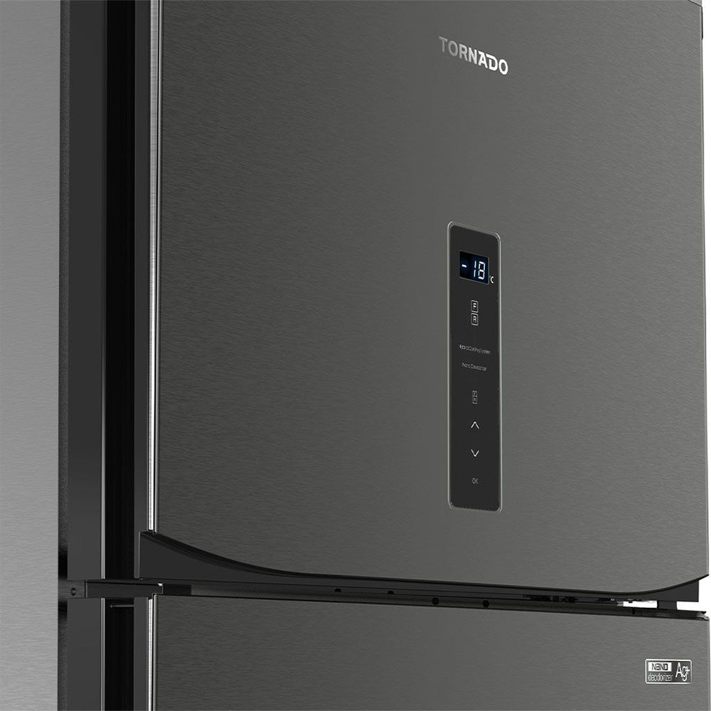 ثلاجة تورنيدو نوفروست انفرتر ديجيتال 2 باب 396 لتر RF-480ATV-DST - ستانلس داكن