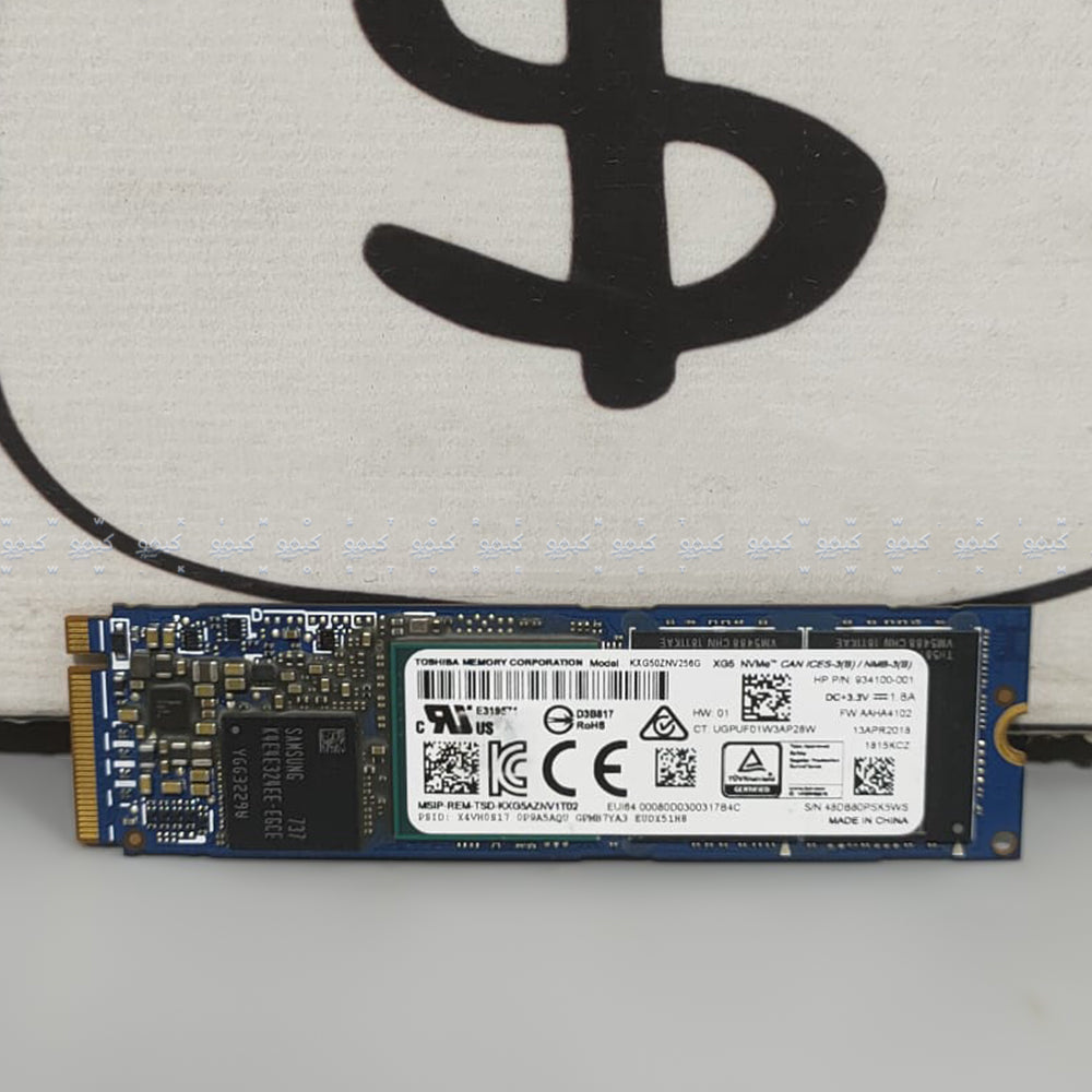 هارد درايف توشيبا 256 جيجابايت PCIe NVMe M.2 2280 SSD (استعمال خارج)