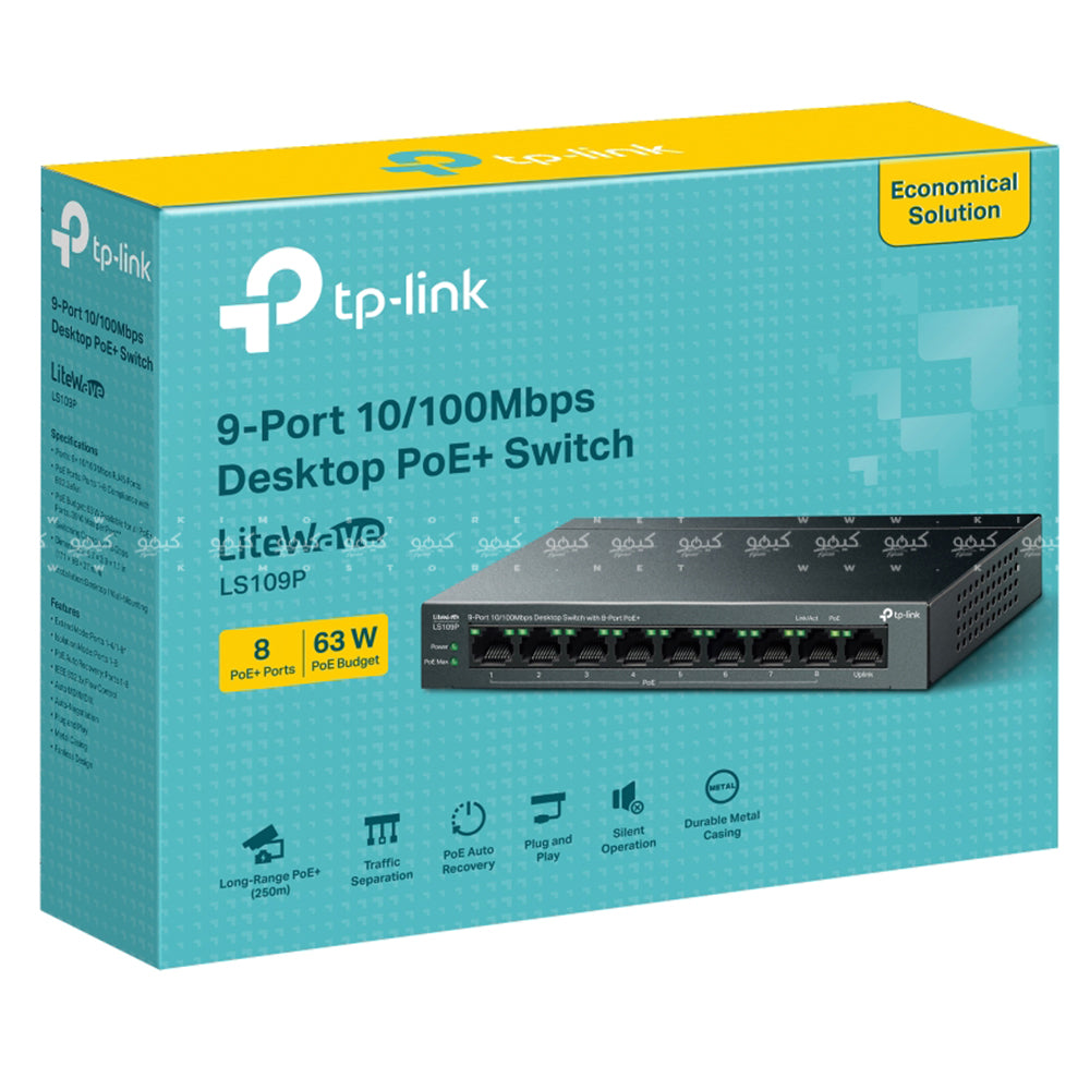 Tp-Link LS109P Unmanaged Desktop Switch 8 Ports PoE+ 10/100Mbps + 1 Port RJ45 10/100Mbps Uplink