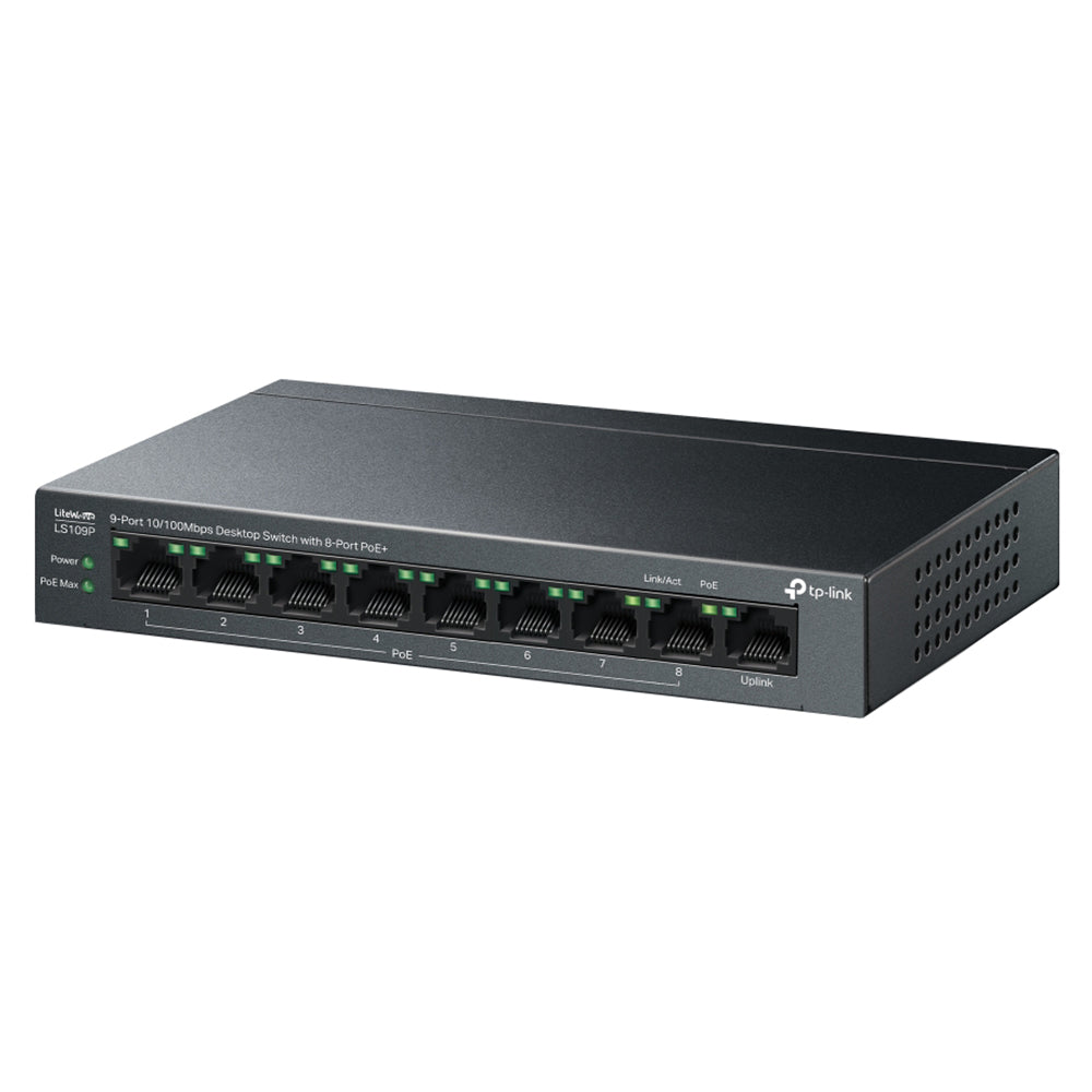 Tp-Link LS109P Unmanaged Desktop Switch 8 Ports PoE+ 10100Mbps + 1 Port RJ45 10100Mbps