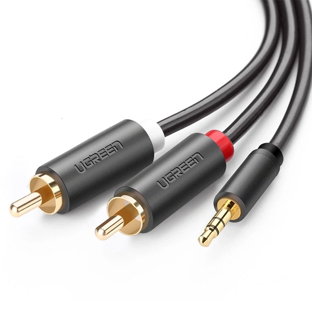 كابل محول صوت من 3.5مم إلى 2x RCA يوجرين 5 متر 10513 - رمادي
