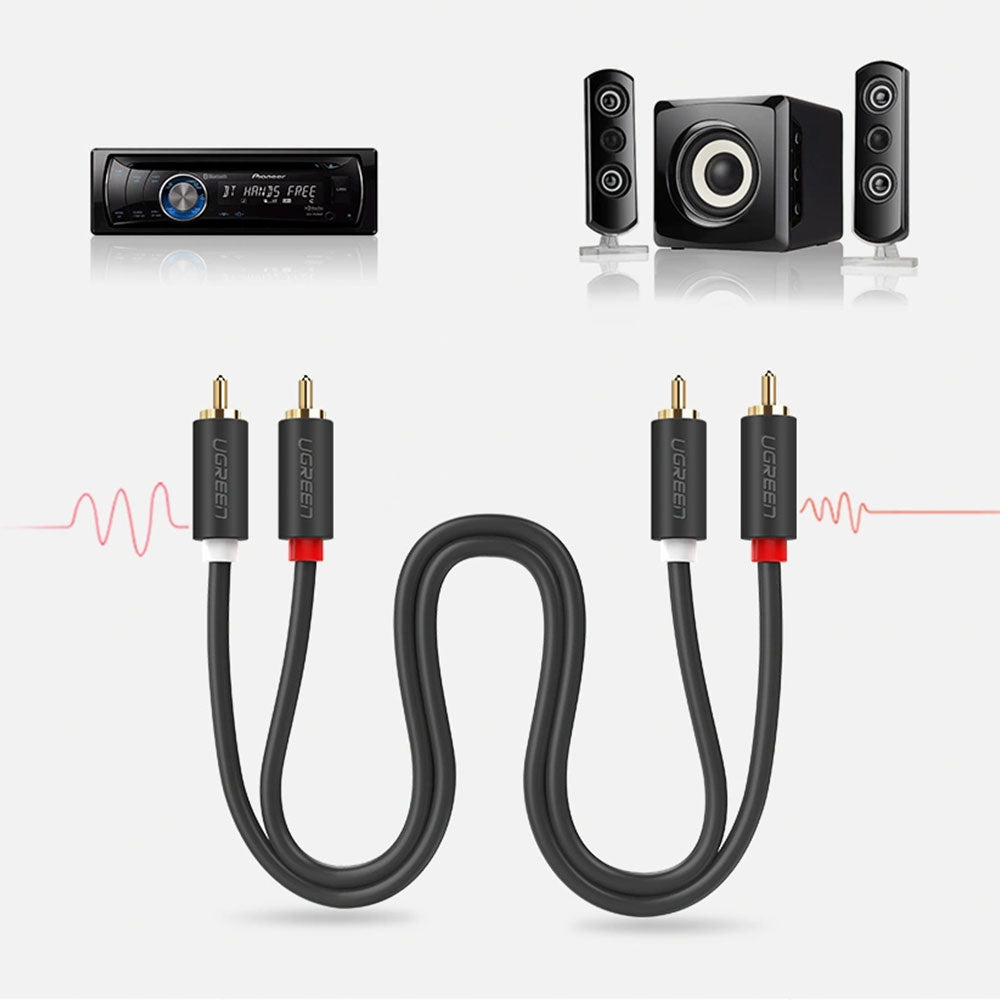 كابل صوت 2x RCA إلى 2x RCA يوجرين 2 متر 10518 - أسود