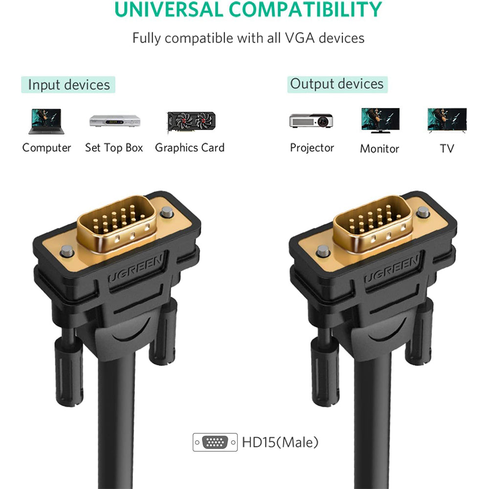 Ugreen 11646 VGA Monitor Cable 2m - Black