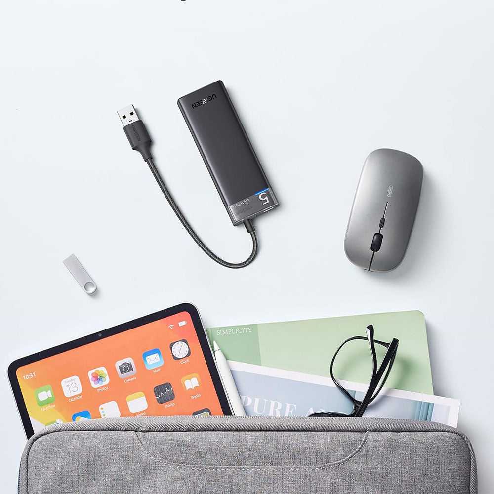 موزع 5 في 1 يو اس بي 3.0 يوجرين 4 منافذ مع منفذ تايب سي