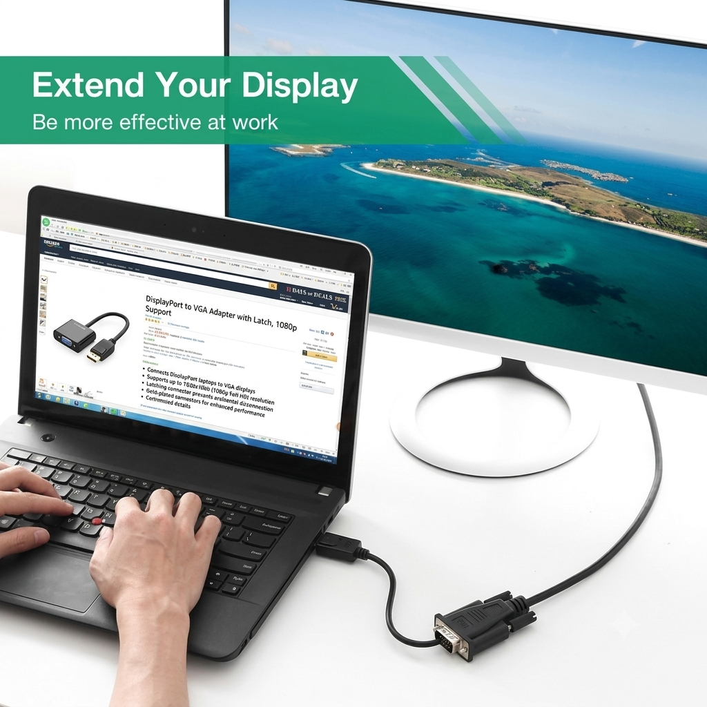 محول DisplayPort ذكر إلى VGA أنثى يوجرين 20415