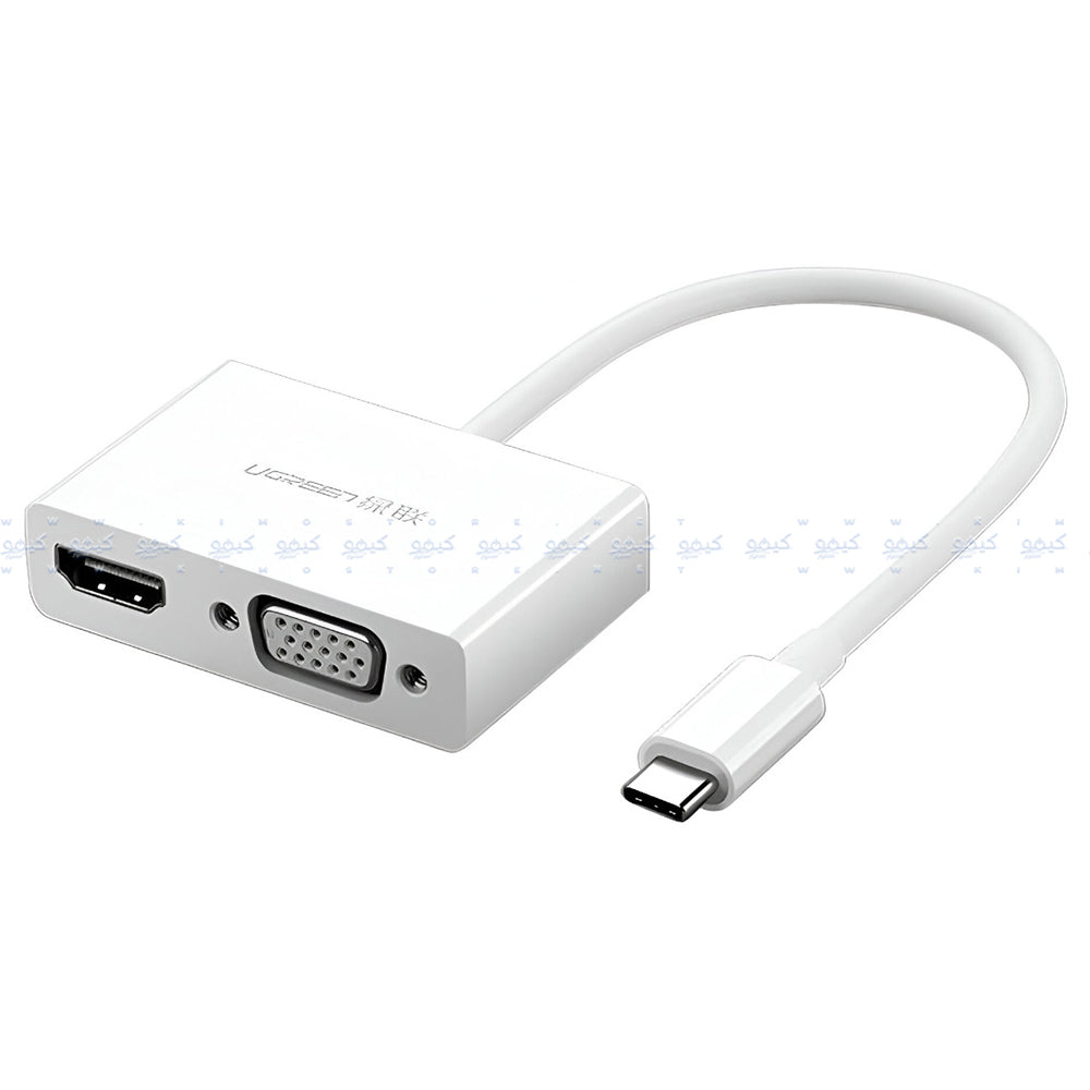 Ugreen 30843 Type-C To (VGA+ HDMI) Converter - White