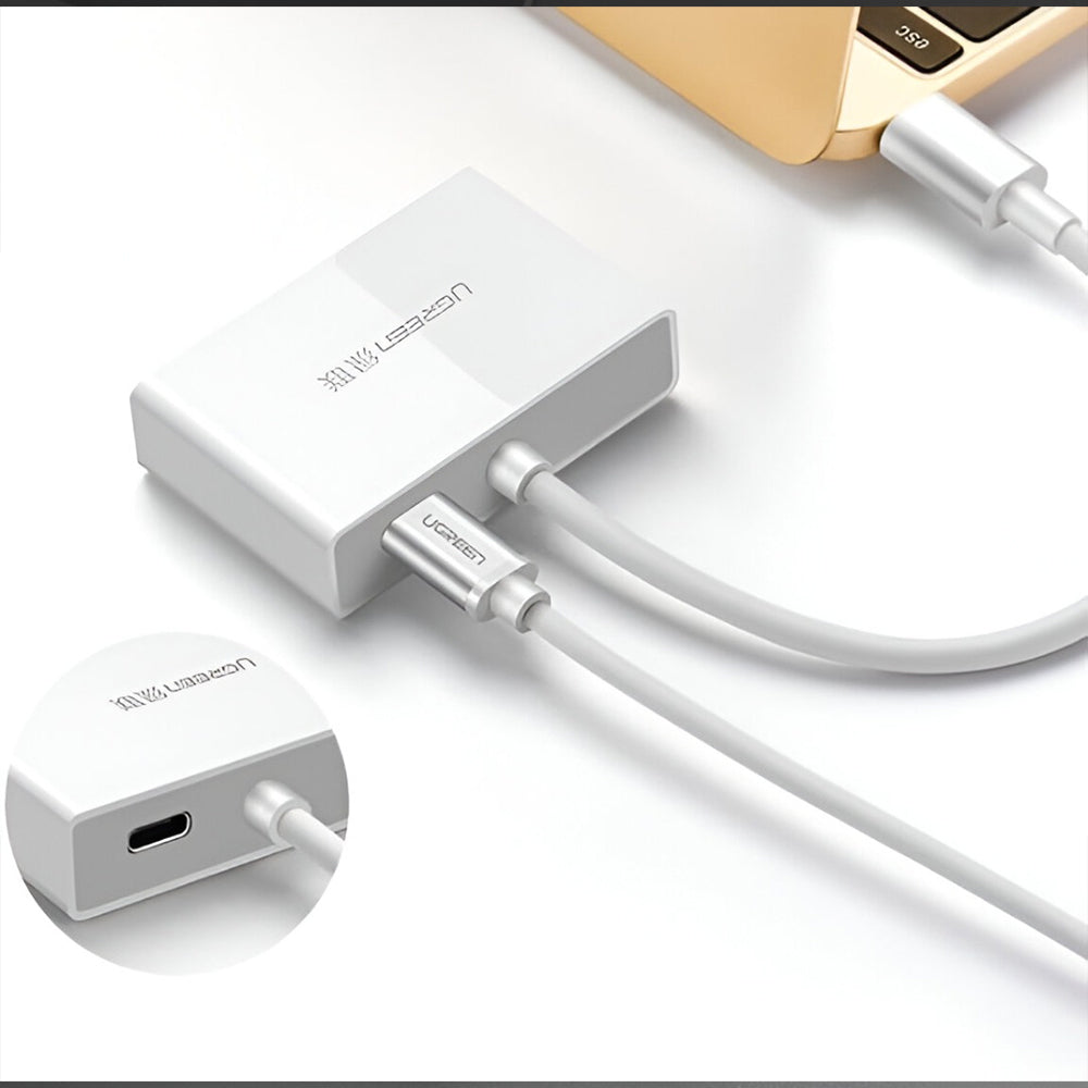 Ugreen 30843 Type-C To (VGA+ HDMI) Converter - White