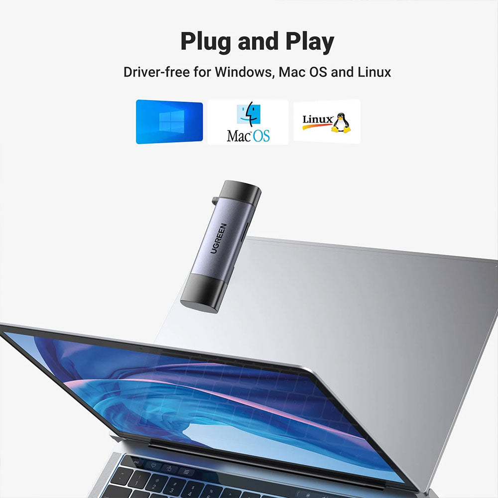 Ugreen 50706 2in1 Type-C + USB Multifunction OTG Card Reader