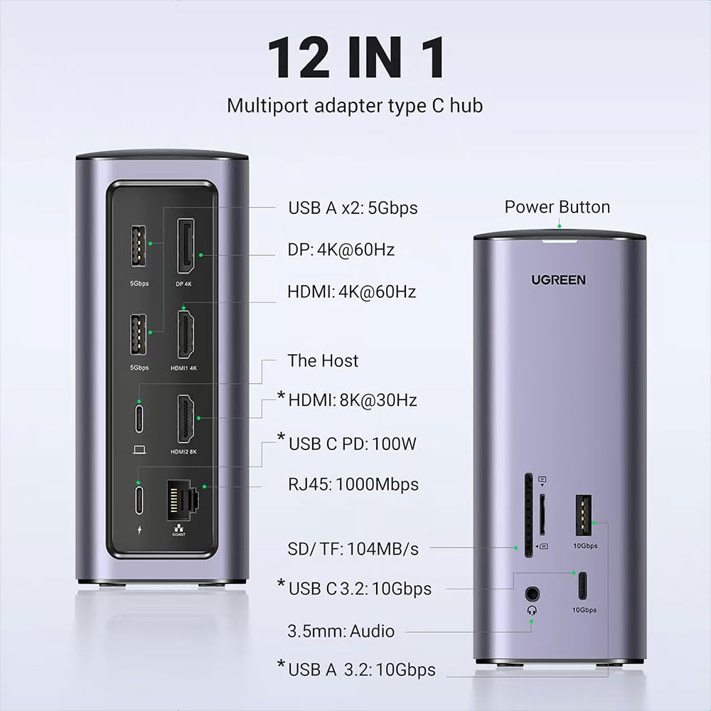 Ugreen 90325 Type-C Multi-Function 12 In 1 8K Docking Station