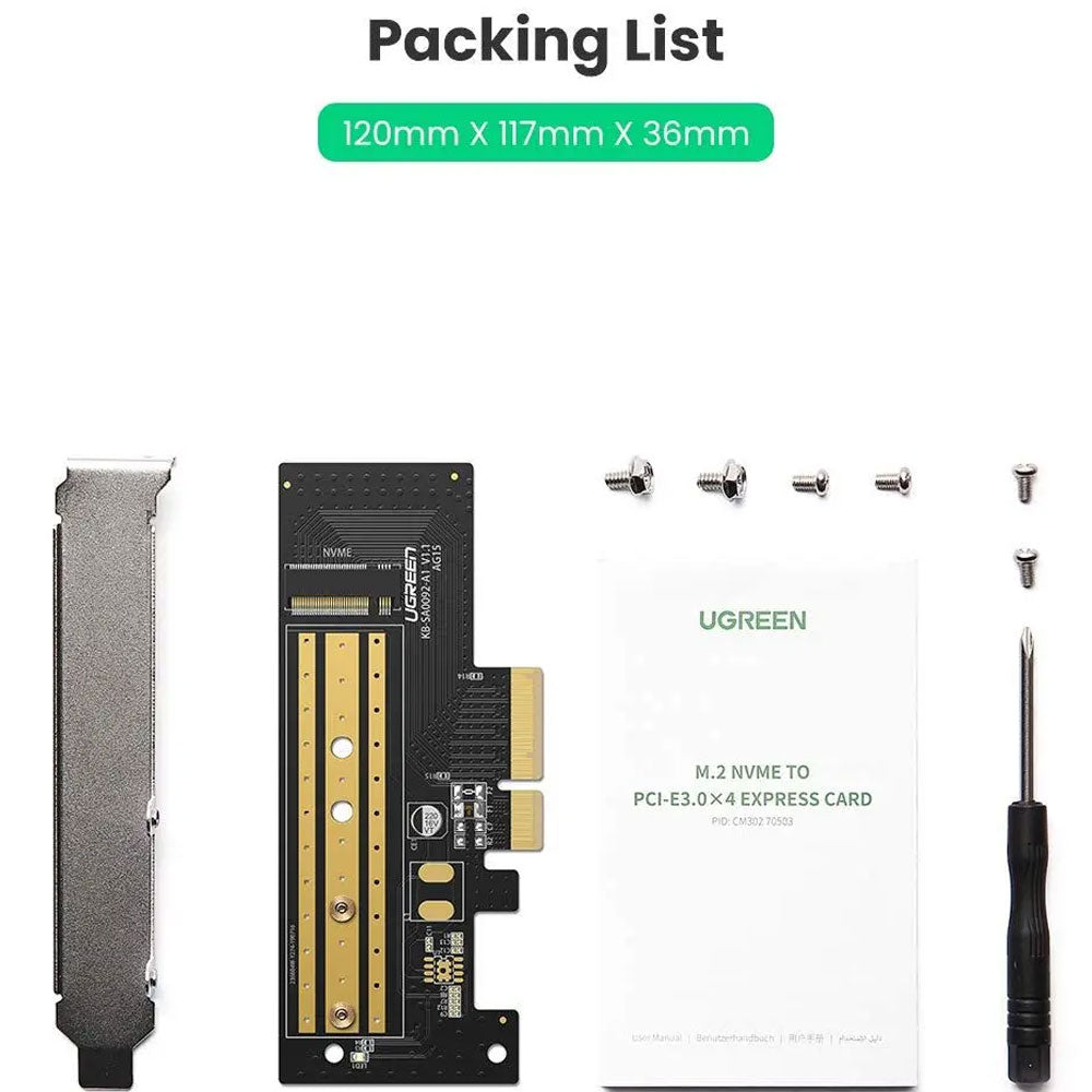 بطاقة محول يوجرين M.2 NVMe الي PCI Express 3.0 x4