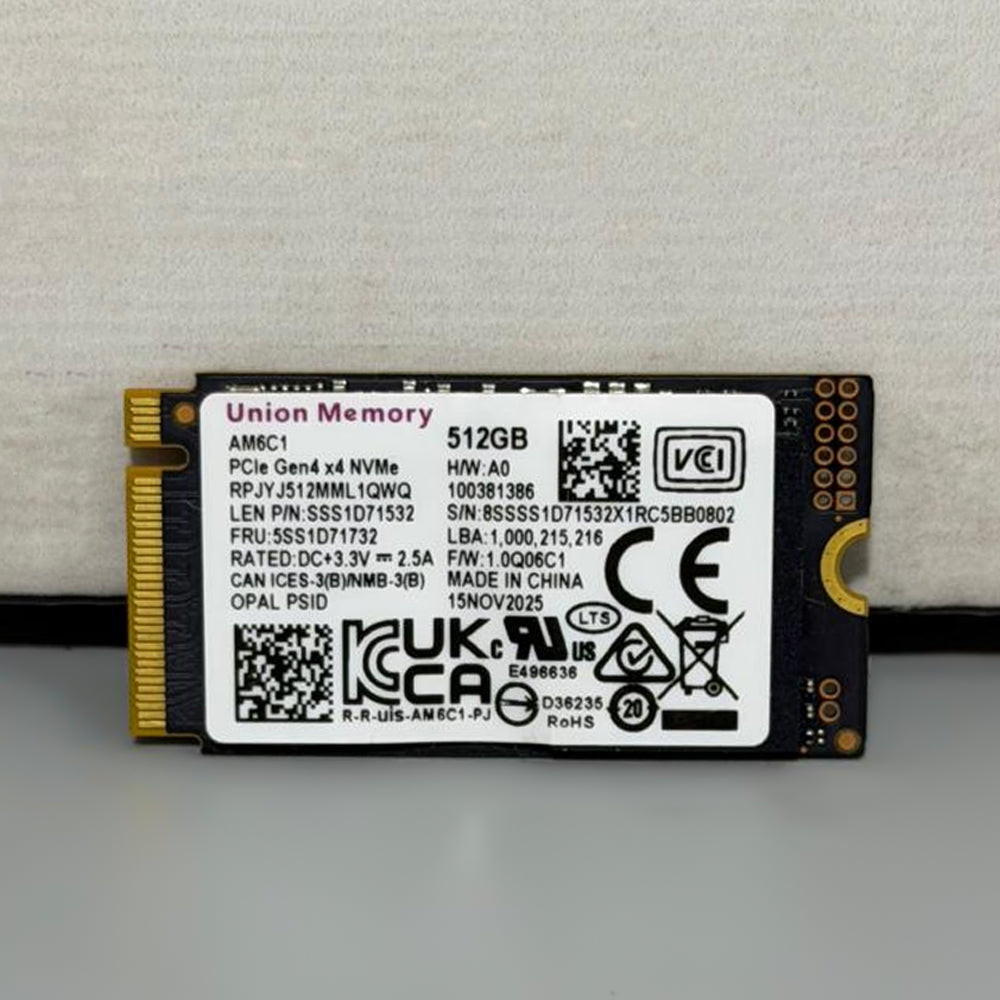 Union Memory AM6C1 512GB NVMe PCIe M.2 2242 SSD (Original Used)