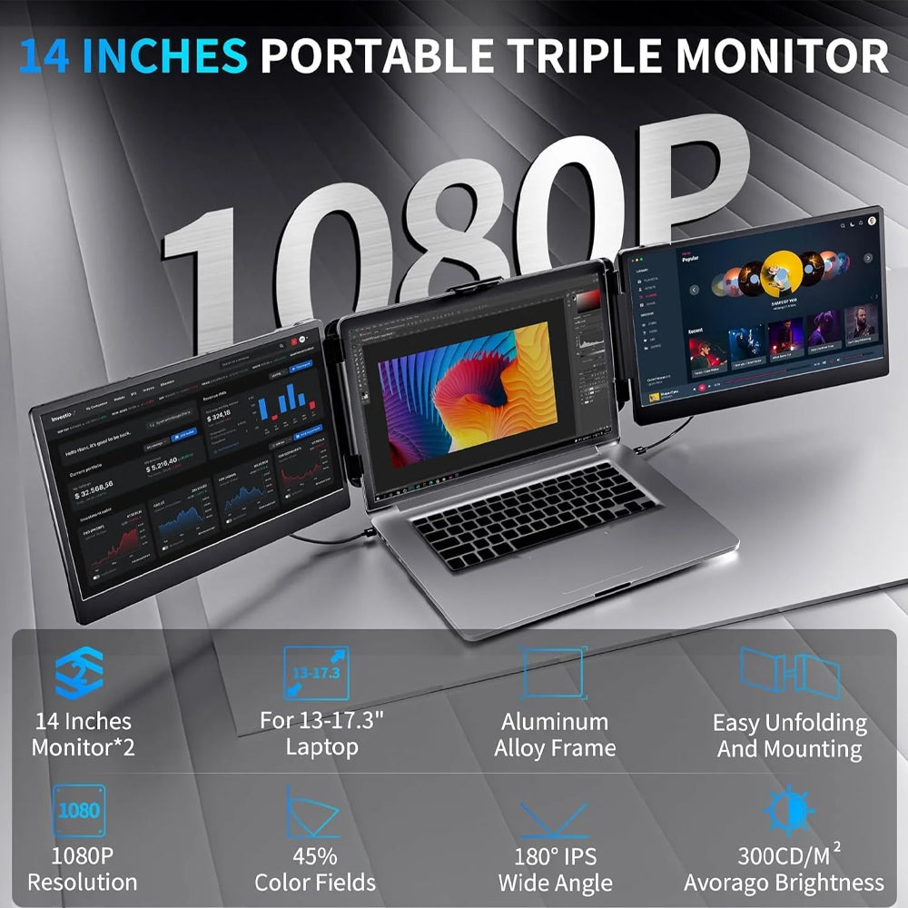 موسّع شاشة لاب توب ثلاثي في2كوم محمولة 14 بوصة 60 هرتز S2 IPS FHD