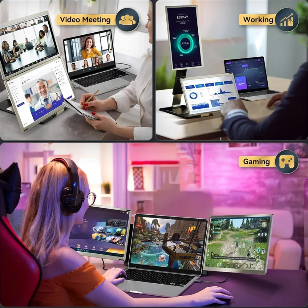 V2Com S6 15.6 Inch IPS FHD Triple Portable Laptop Monitor Extender 60Hz