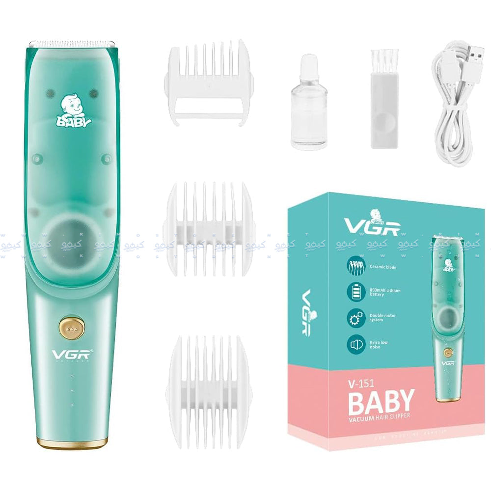 VGR Baby Vacuum Hair Clipper Green
