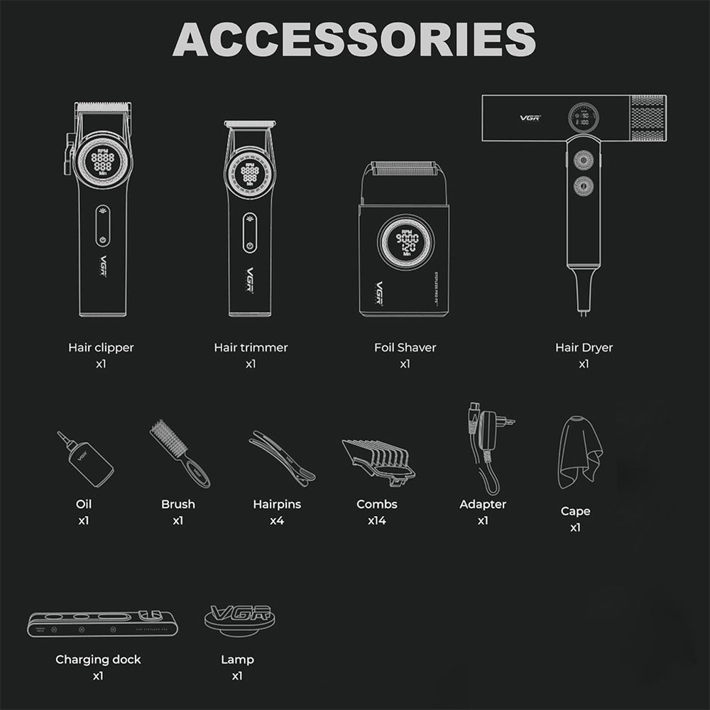 ماكينة حلاقة كومبو في جي ار بروفيشنال 4 في 1 Stepless Pro 4