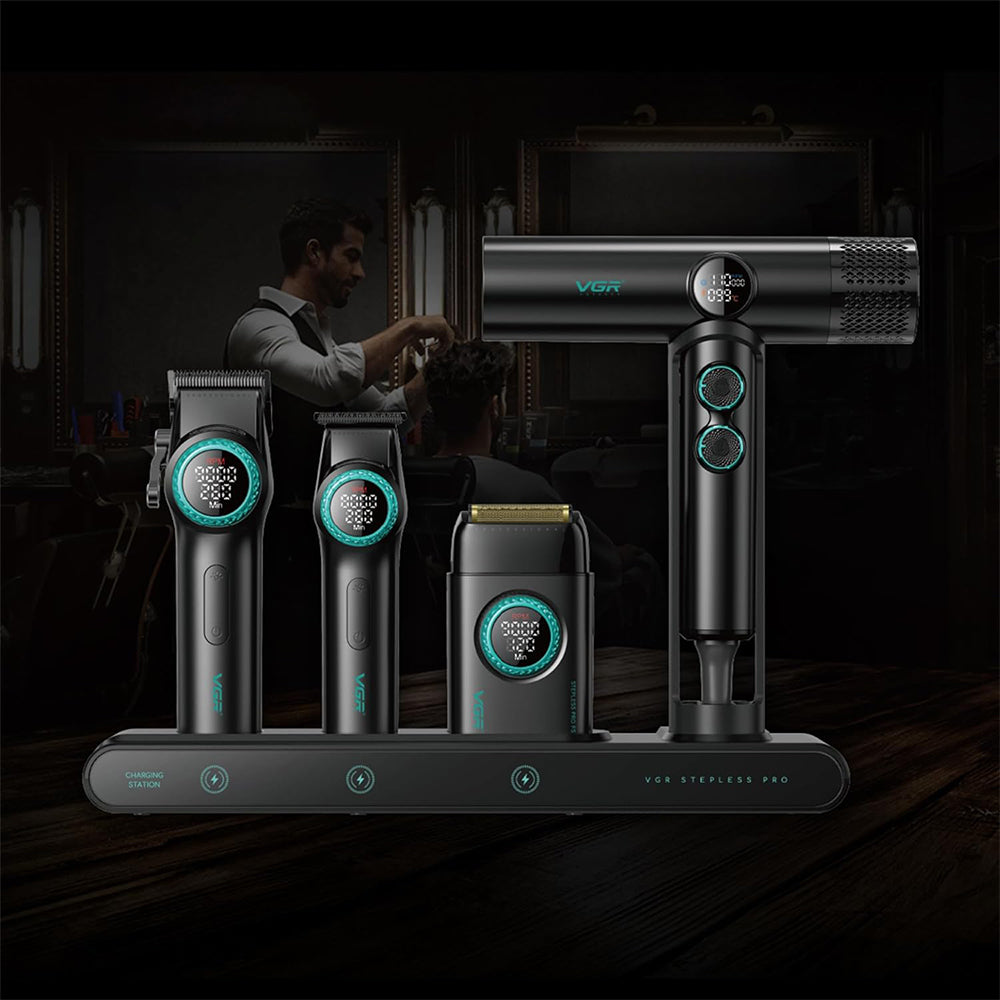 VGR Professional Barber Combo Set 4in1 Stepless Pro 4