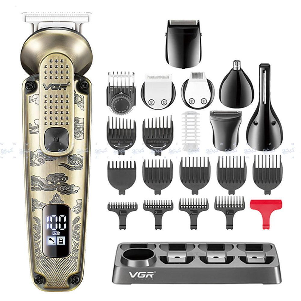 مجموعة حلاقة وتشذيب الشعر 6 في 1 في جي ار بروفيشنال V-095