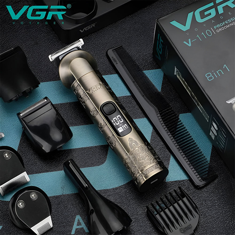 مجموعة حلاقة وتشذيب الشعر 8 في 1 في جي ار بروفيشنال V-110