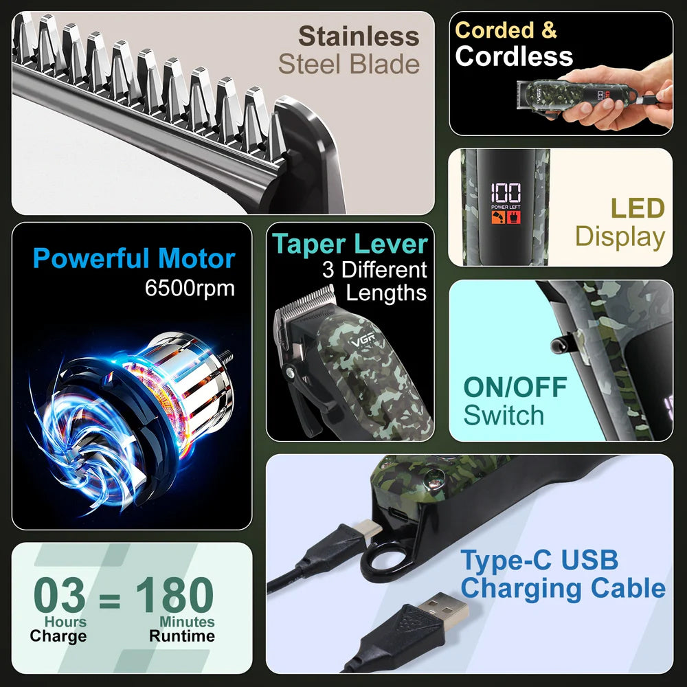 VGR Professional Hair Clipper V-665