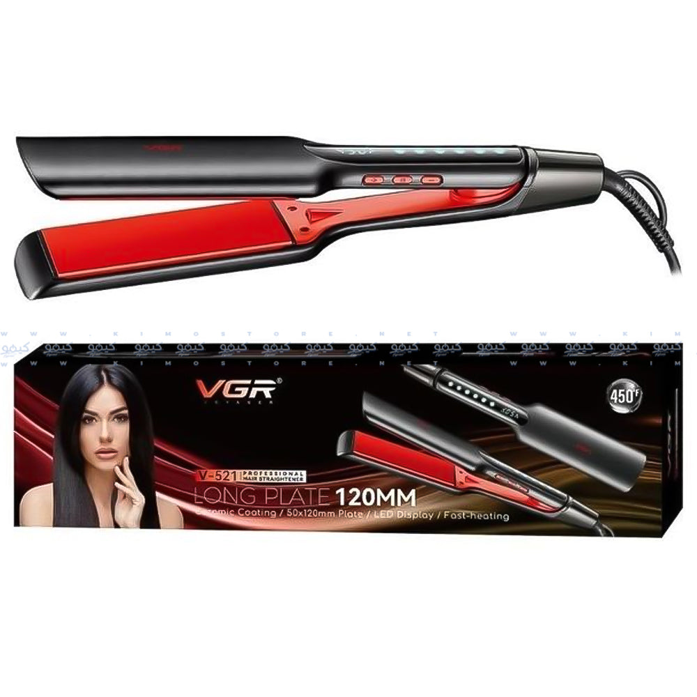 مكواة فرد الشعر في جي ار بروفيشنال V-521 - أسود