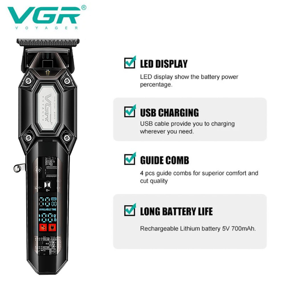 ماكينة تشذيب الشعر في جي ار بروفيشنال V-900 - أسود