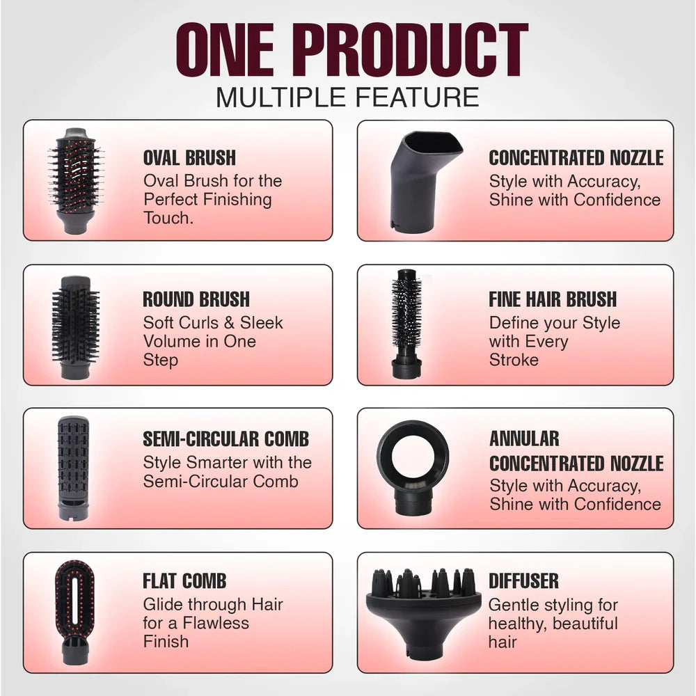 VGR Professional Hot Air Brush 8-in-1 V-488 1100W