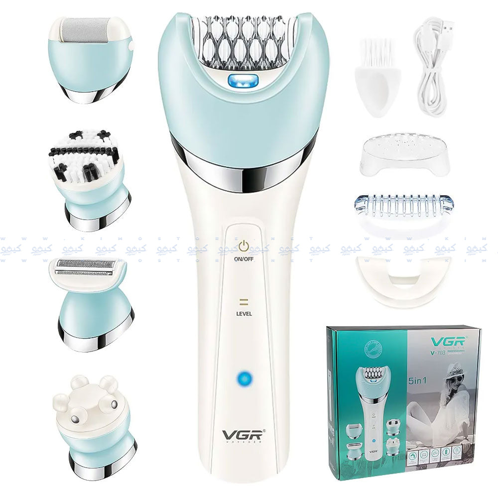 مجموعة حلاقة للسيدات 5 في 1 في جي ار بروفيشنال V-703 - أبيض