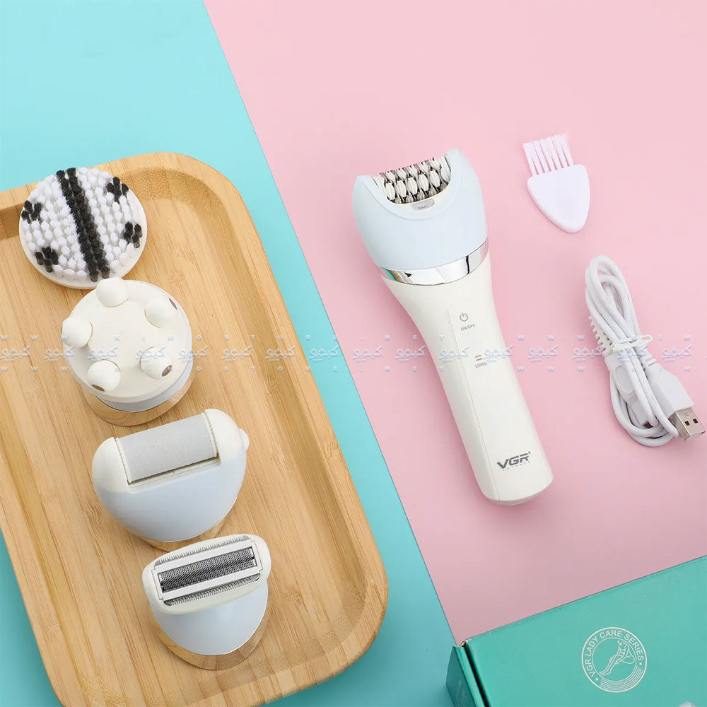 مجموعة حلاقة للسيدات 5 في 1 في جي ار بروفيشنال V-703 - أبيض