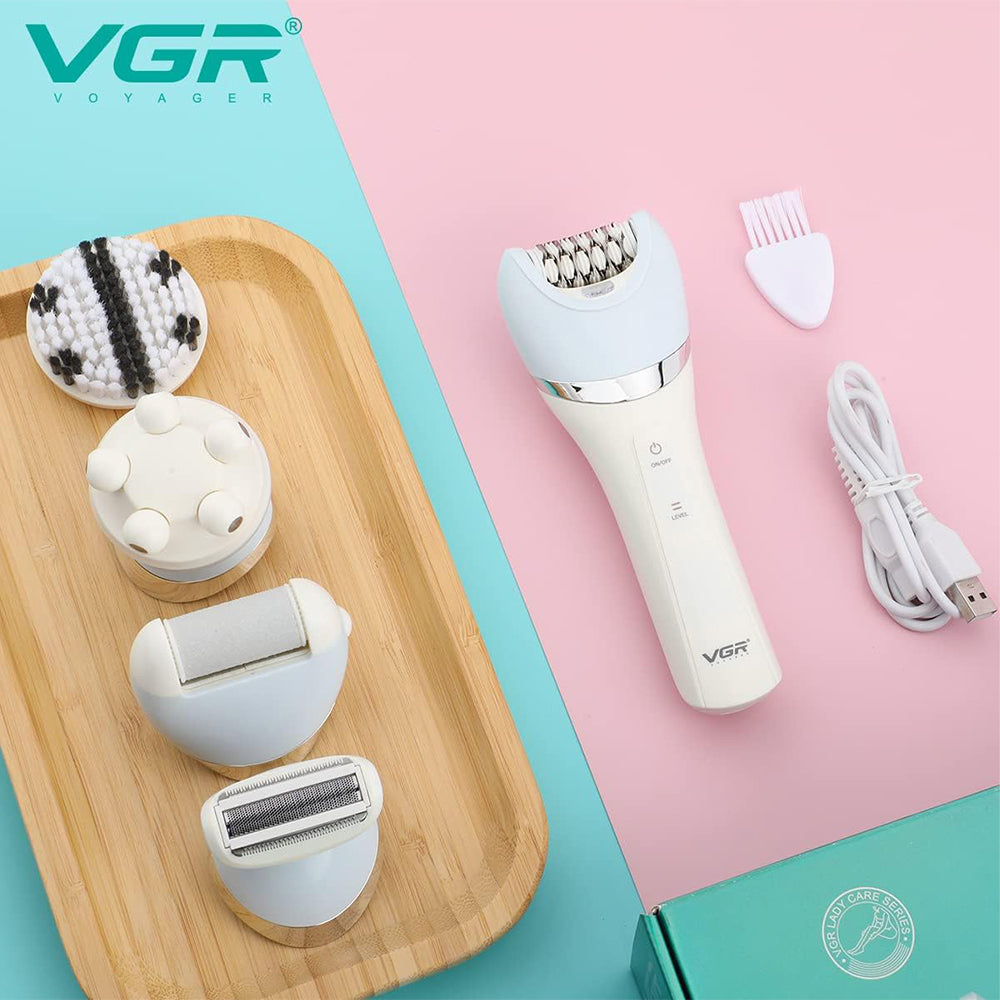 مجموعة حلاقة للسيدات 5 في 1 في جي ار بروفيشنال V-703 - أبيض