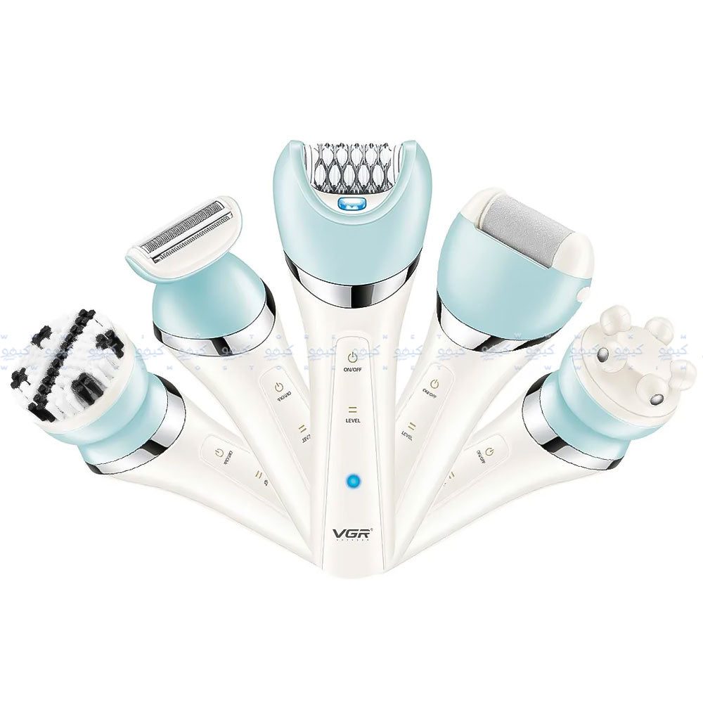 مجموعة حلاقة للسيدات 5 في 1 في جي ار بروفيشنال V-703 - أبيض