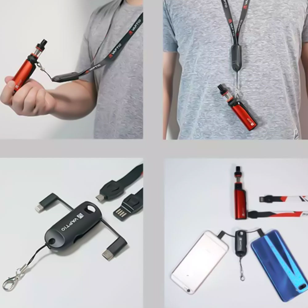 Vaptio USB + Micro + Type-C + Lightning 5in1 Lanyard Converter Cable Fast Charging