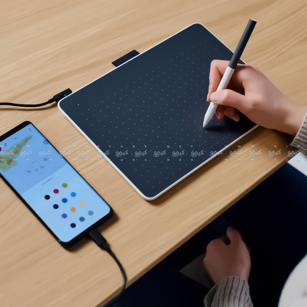 جرافيك تابلت واكوم متوسط بلوتوث One Pen CTC6110WLW1B - ابيض