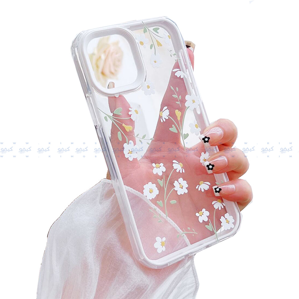 White Yellow Floral Clear Phone Cover