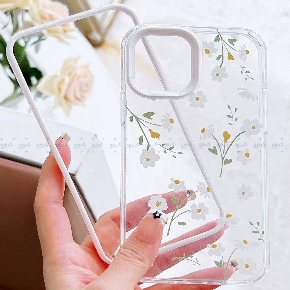 White Yellow Floral Clear Phone Cover