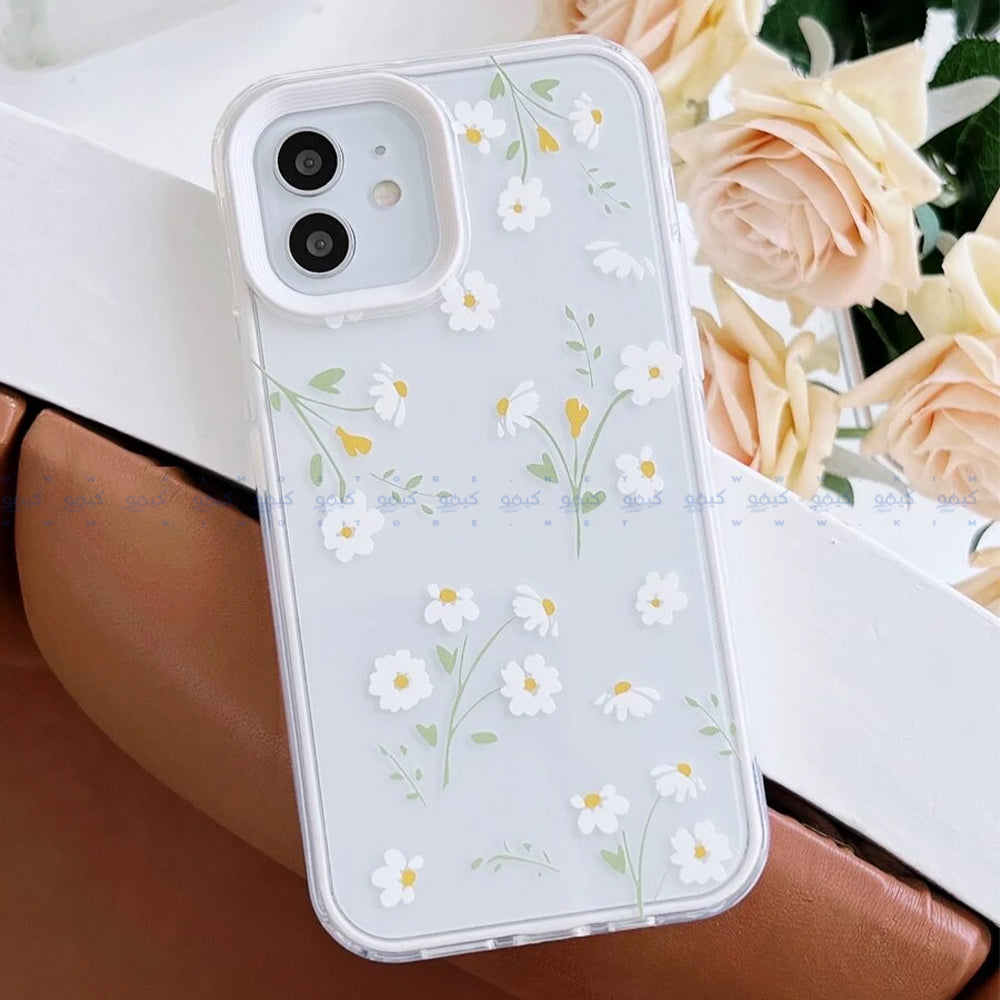White Yellow Floral Clear