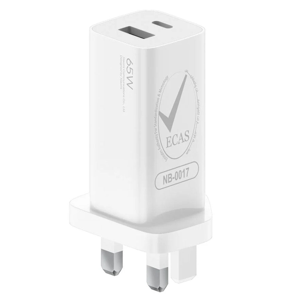 Xiaomi AD652GUK GaN Wall Charger Type-C + USB + Type-C Cable 65W Fast Charging - White