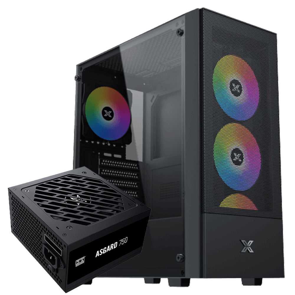 كيس ميد تاور زيجماتيك ARGB جيمنج Hero II Air + باور سبلاي 80 بلس برونز 750 وات Asgard (أوبن بوكس)