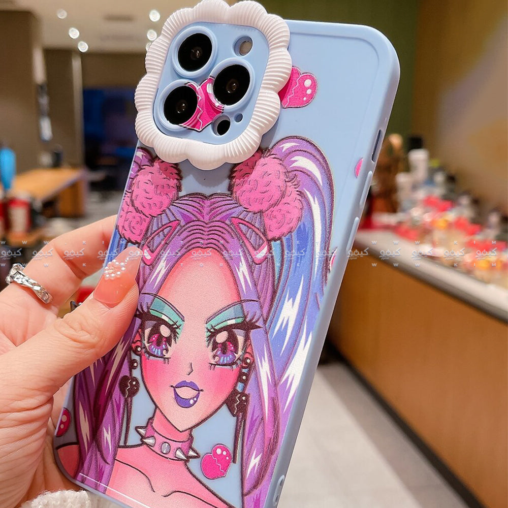 Y2K Cartoon Girl Pattern Phone Cover