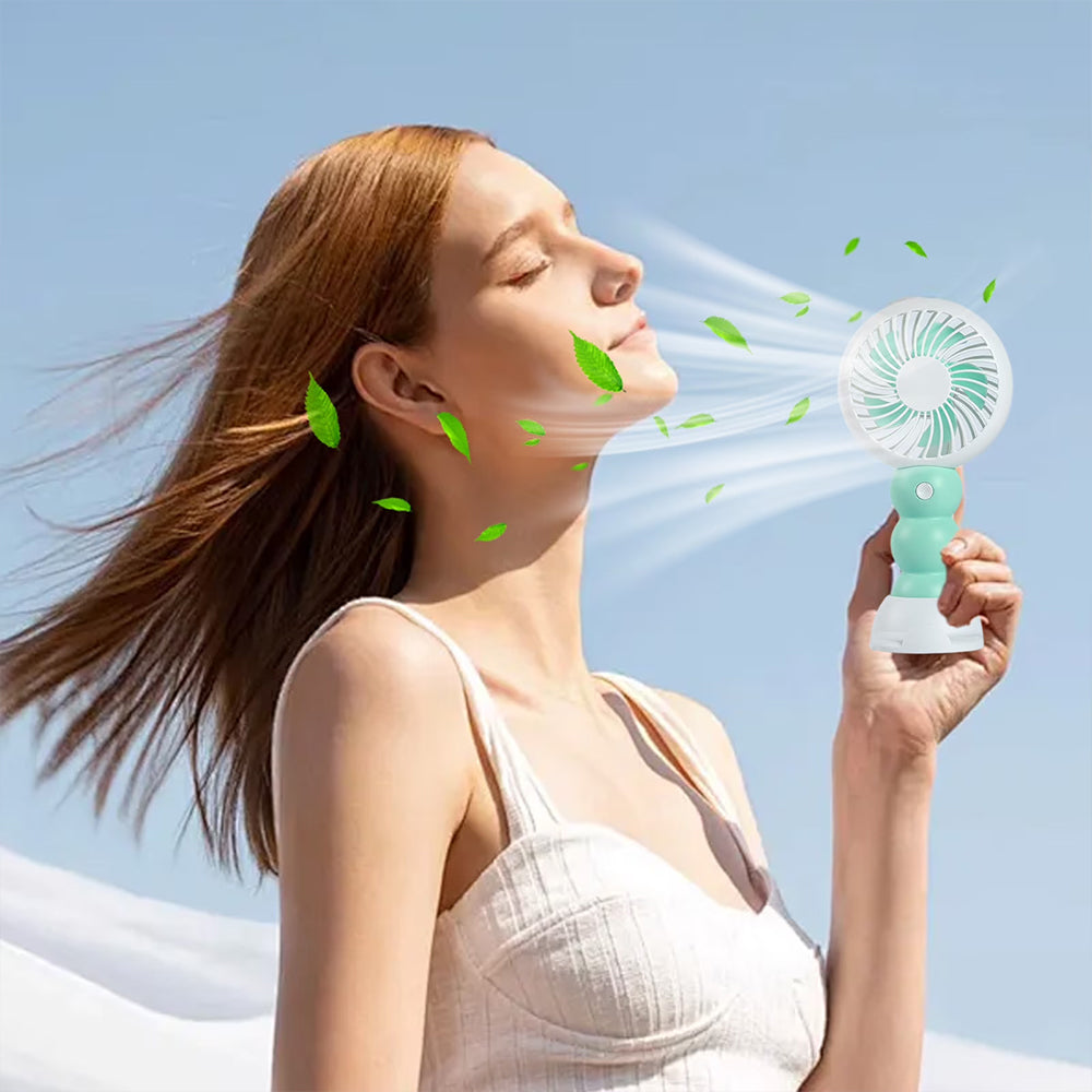 مروحة صغيرة محمولة قابله للشحن مع حامل للهاتف ZB133 - اخضر