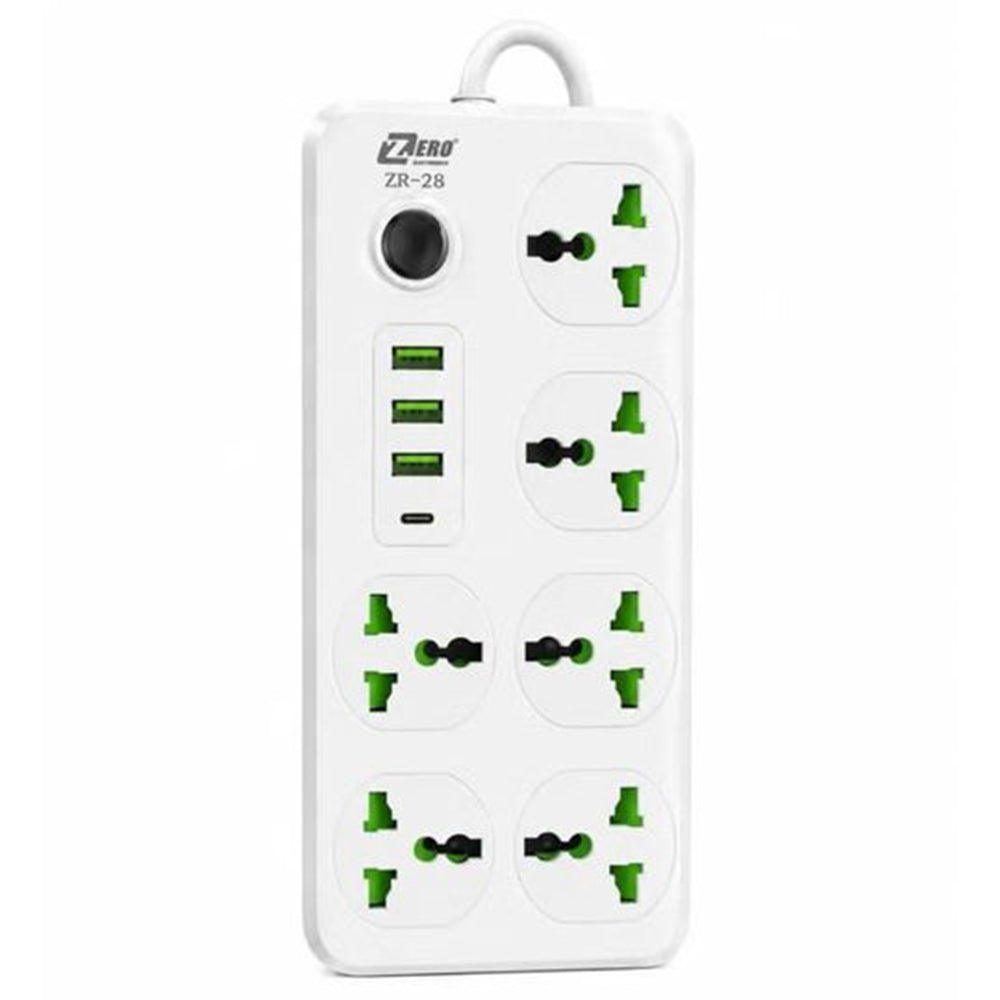 Zero ZR-28 6Ports + 3USB + Type-C Power Strip 2m