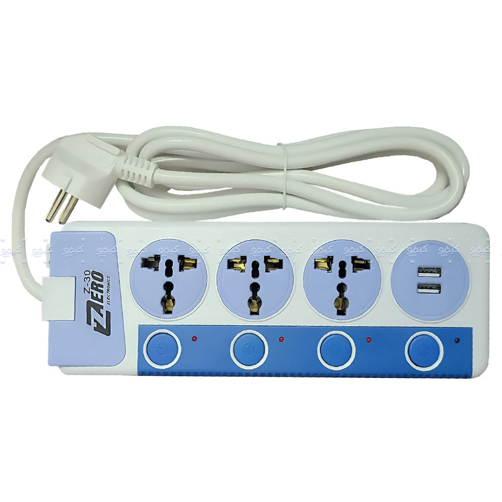 Zero ZR-30 3Port + 2USB Power Strip 1.5m