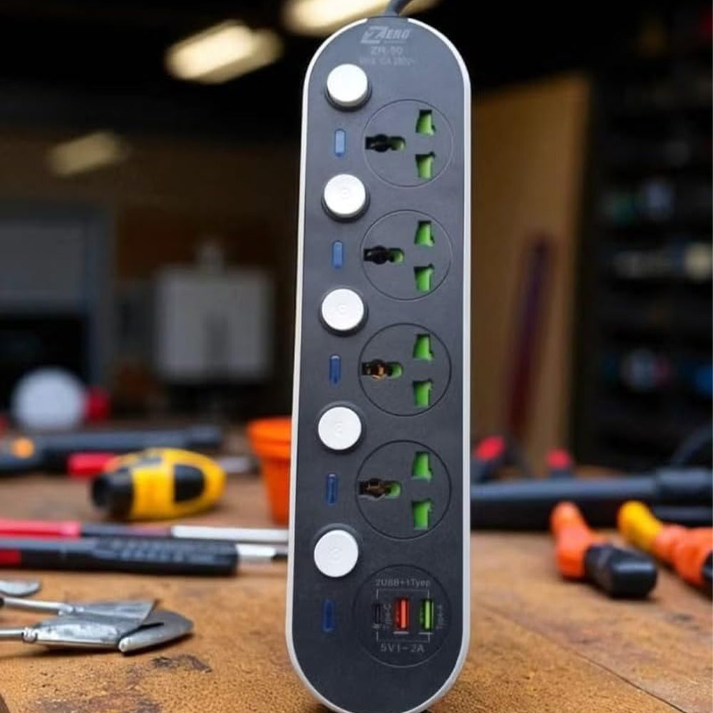 Zero ZR-50 4Ports + 2USB + Type-C Power Strip 2m