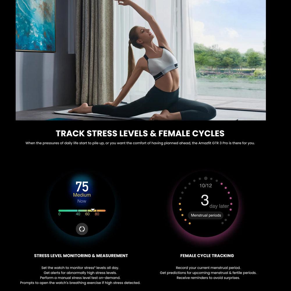 Amazfit GTR 3 Pro Smart Watch (46mm) Aluminum Case With Infinite Black Fluoroelastomer Strap - Kimo Store