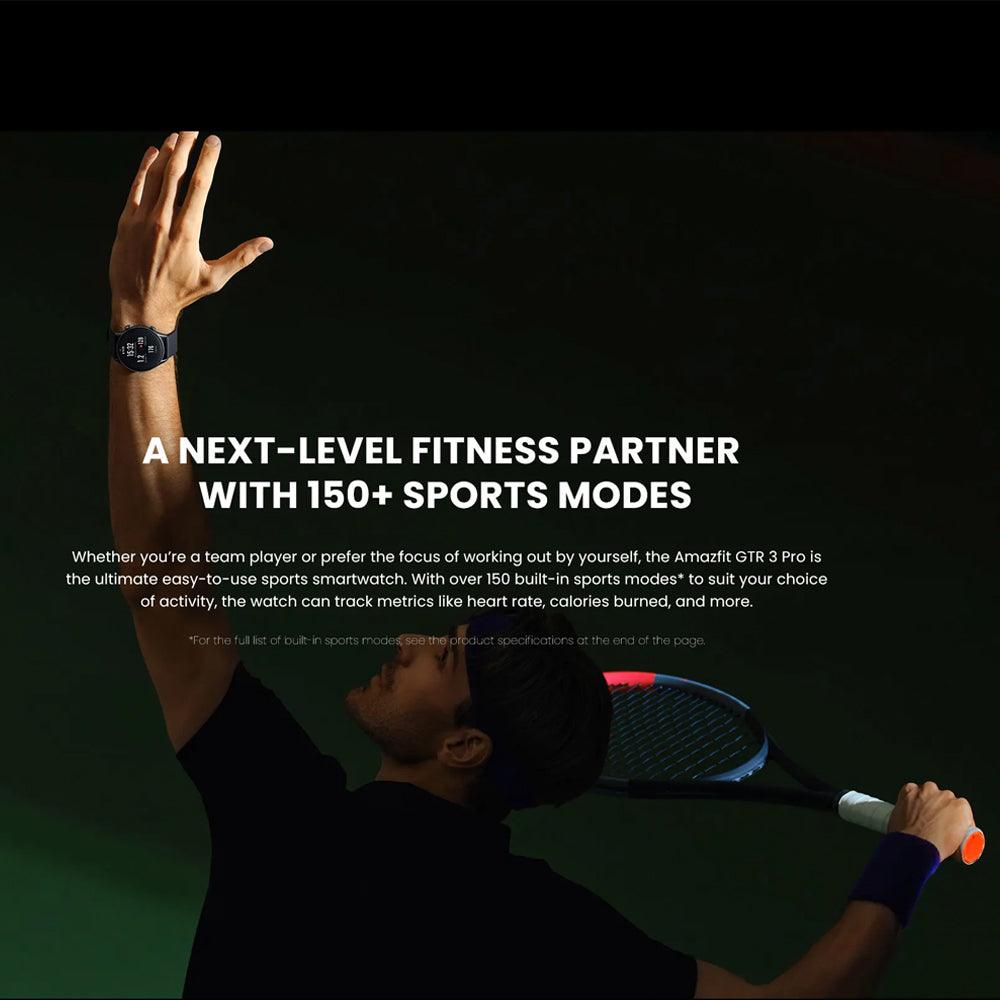 Amazfit GTR 3 Pro Smart Watch (46mm) Aluminum Case With Infinite Black Fluoroelastomer Strap - Kimo Store