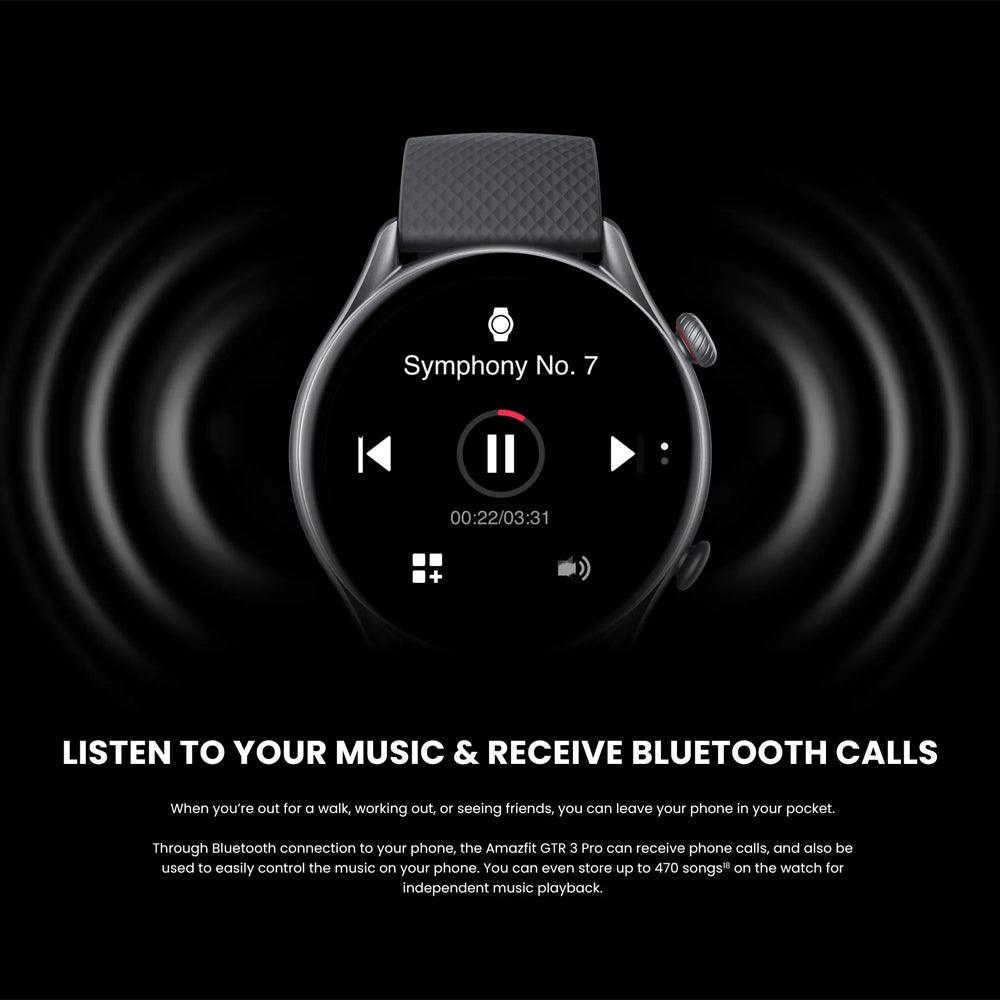 ساعة سمارت امازفيت GTR 3 Pro (46 ملم) - هيكل الومنيوم مع سوار مطاط فلوري أسود